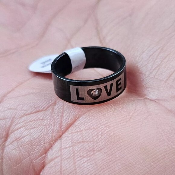 LOVE Ring Black Tone Finger Band Fashion Jewelry Unisex Rings Size 7.5 Unbranded - Picture 10 of 11